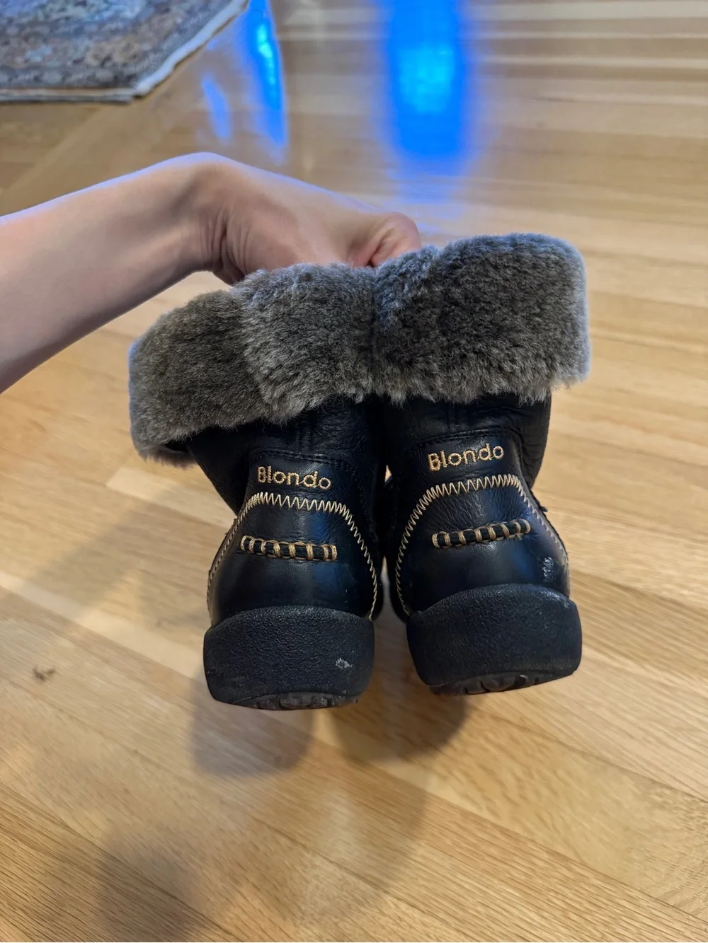Blondo Black Faux-Fur Trim Winter Rain Boot
